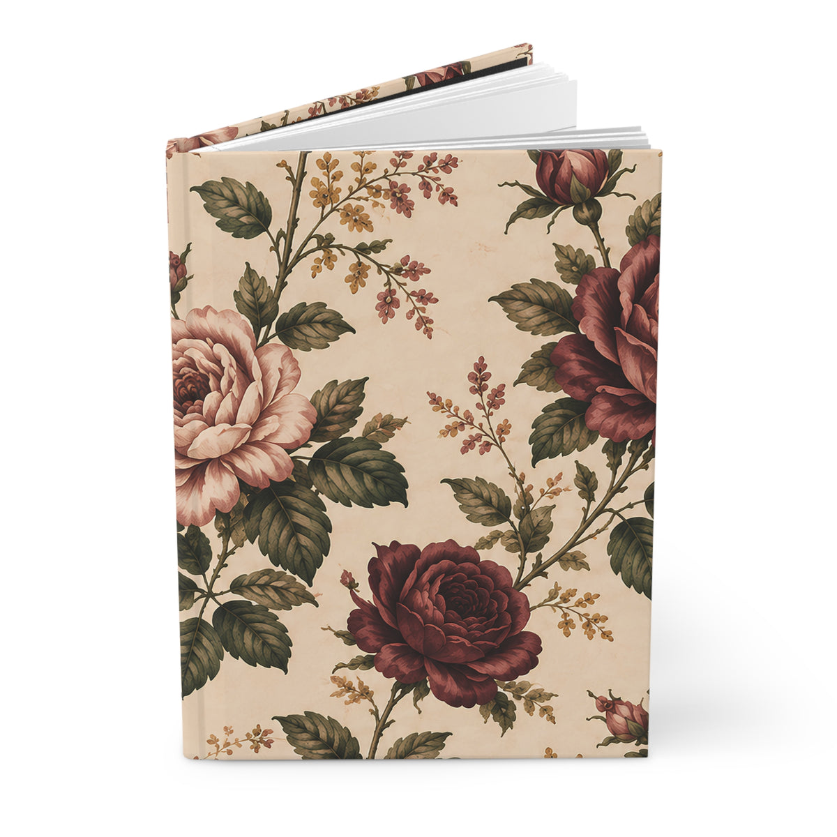 Southern Rose Floral Tea & Books Hardcover Journal — Vintage Botanical Notebook