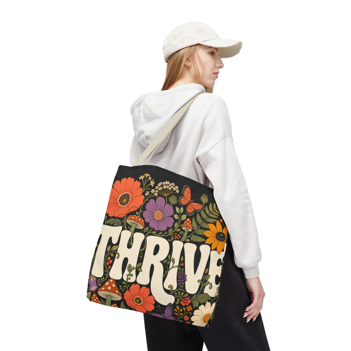 THRIVE Book Club Floral Books Tote Bag — Vintage Garden Print AOP