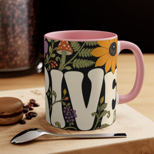 THRIVE Book Club Ceramic Accent Mug — Pastel Cottagecore Coffee Cup