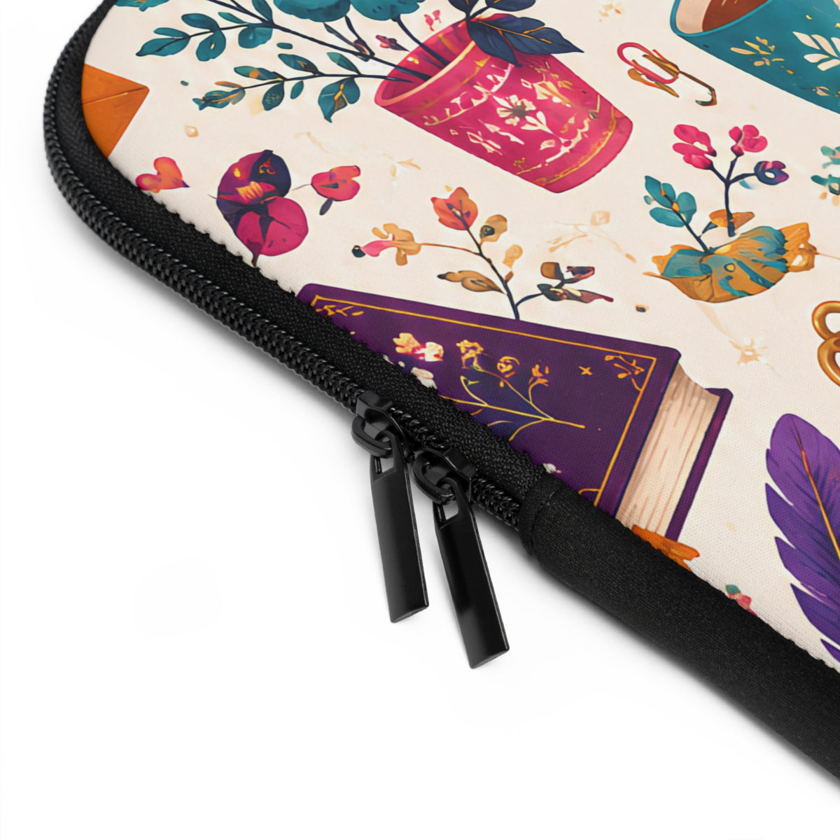 Whimsy & Wonder Floral Bookish Laptop Sleeve — Books & Blossoms Protective Case