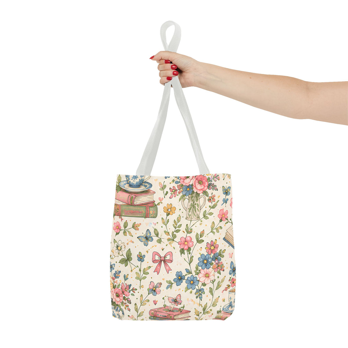 Bookish Blooms Floral Books Tote Bag — Vintage Garden Print AOP