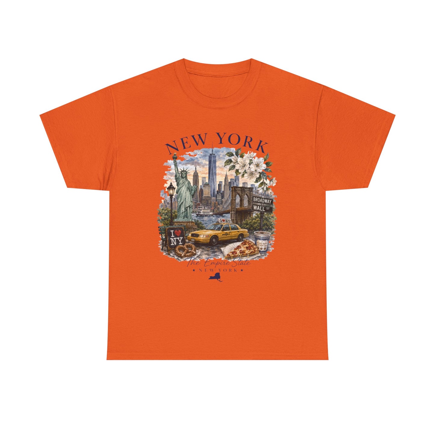 New York City Vintage Travel Tee — NYC Skyline, Yellow Cab & Landmark Collage
