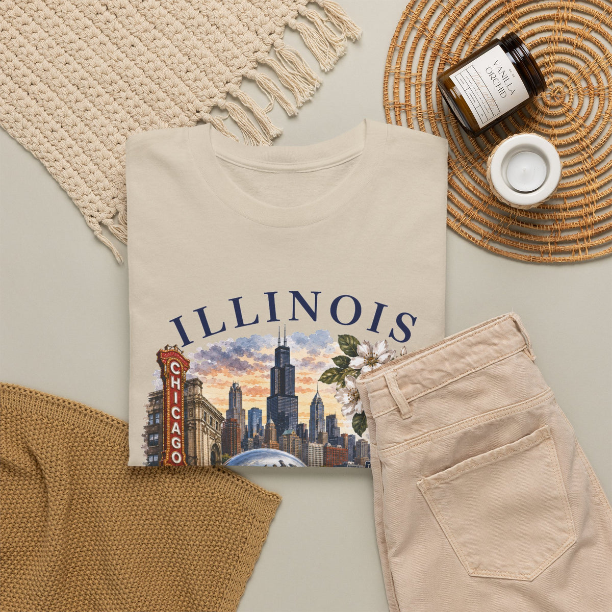 Illinois Vintage Travel T-Shirt — Chicago Route 66 Souvenir Tee