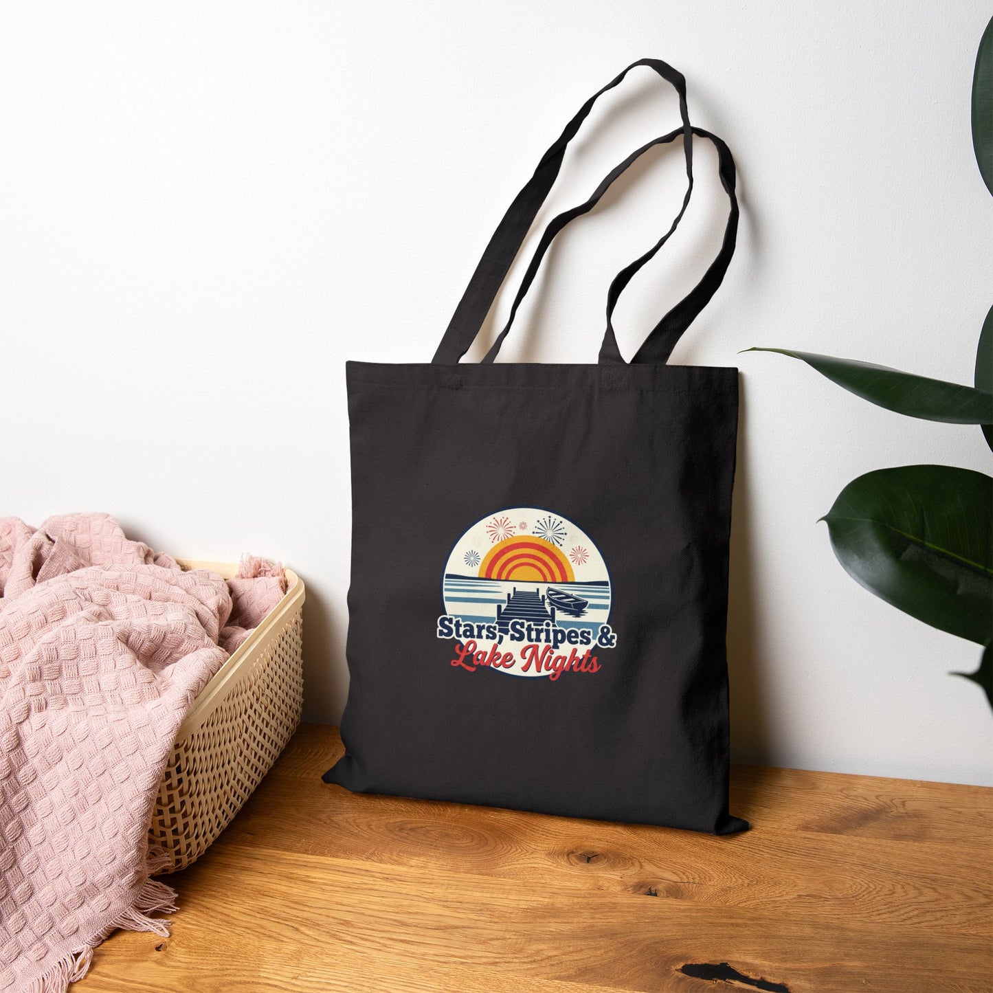 Stars, Stripes, & Lake Nights Cotton Canvas Tote Bag