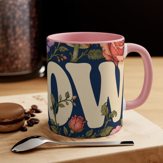 GROW Book Club Ceramic Accent Mug — Pastel Cottagecore Coffee Cup