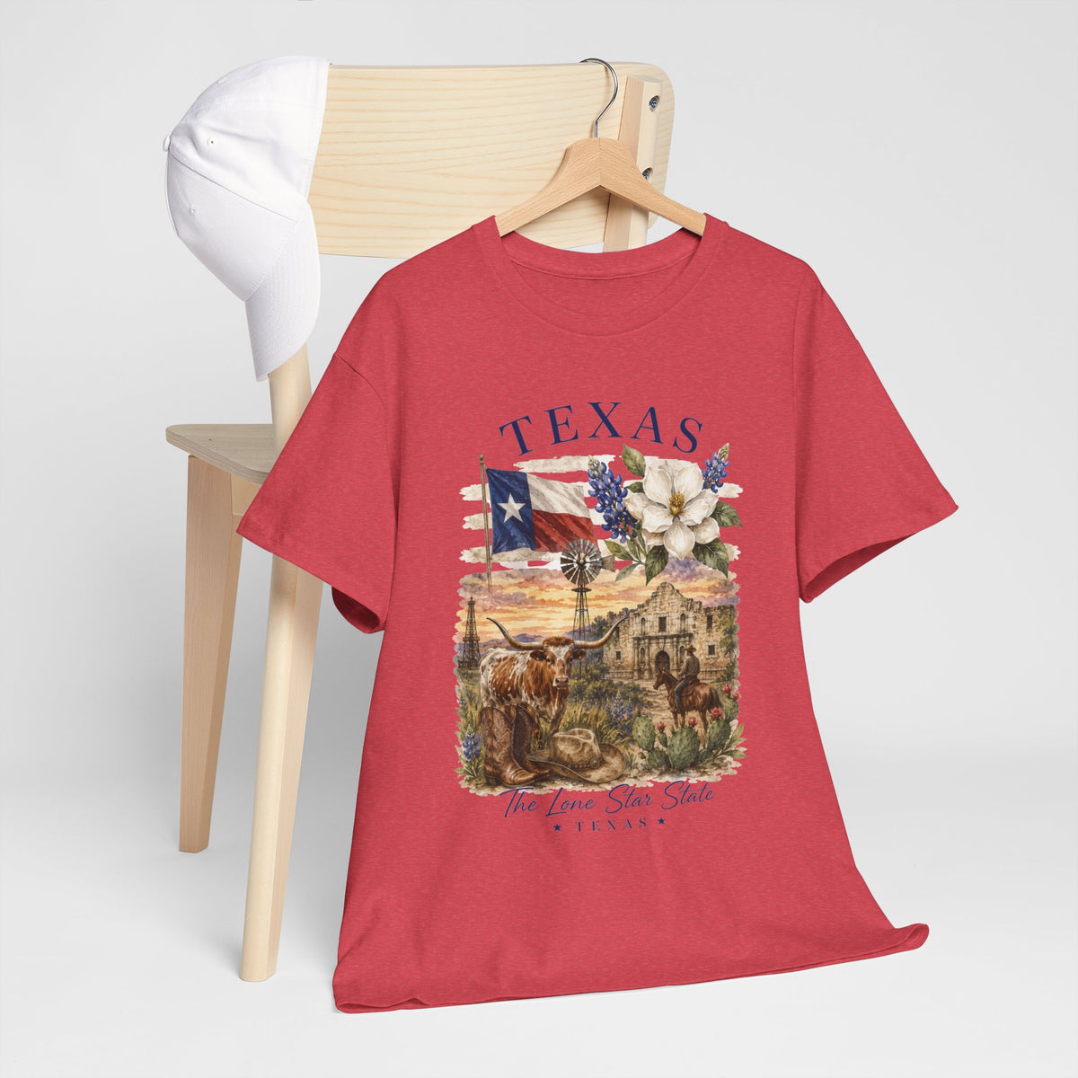 Texas Vintage Scenic T-Shirt — Lone Star Flag & Wildflower Graphic