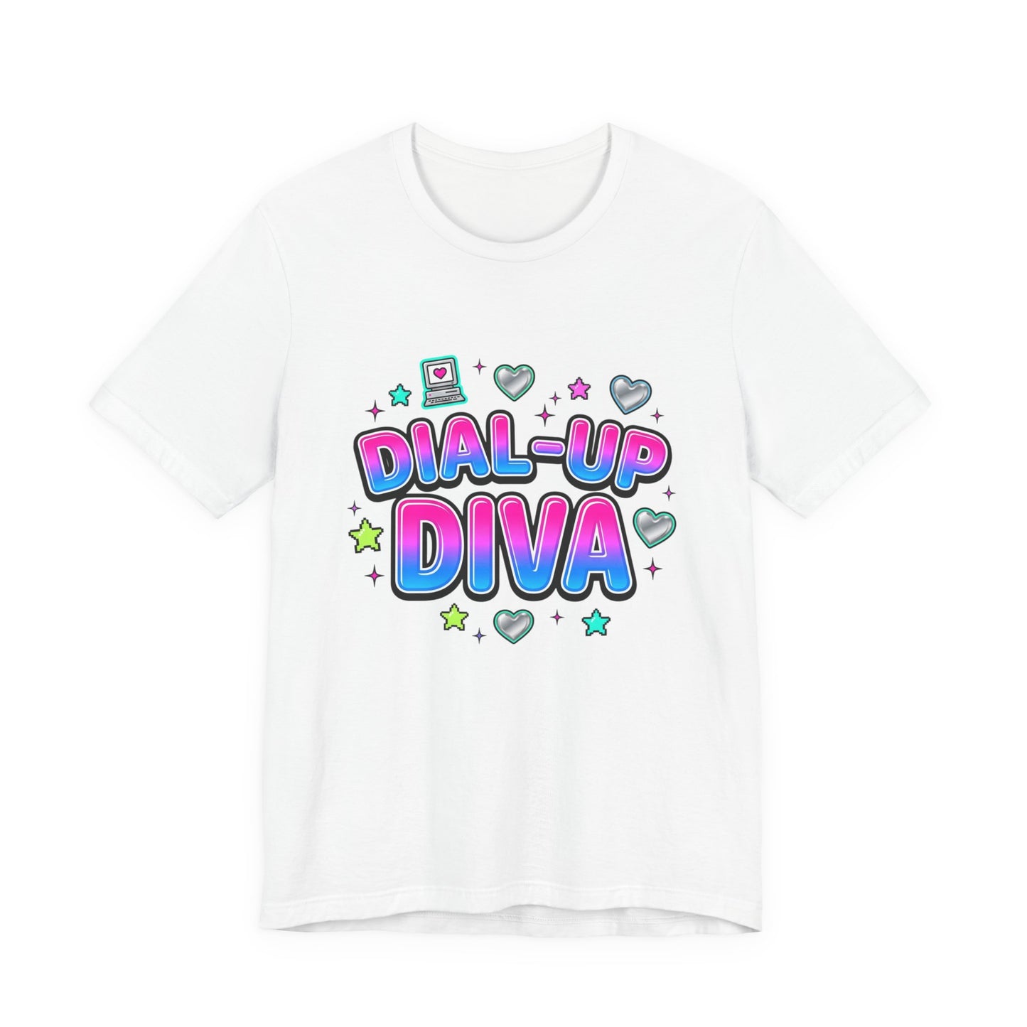 Dial-Up Diva Tee Y2K slogan, bubblegum pink cyber nostalgia