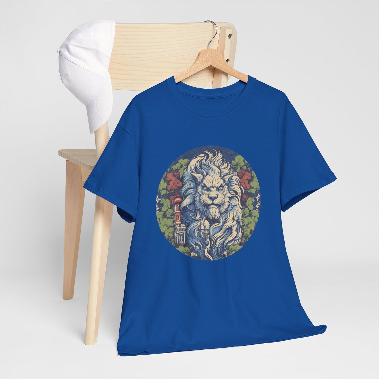 Lion Illustration T‑Shirt — Vintage Floral Lion Graphic Tee