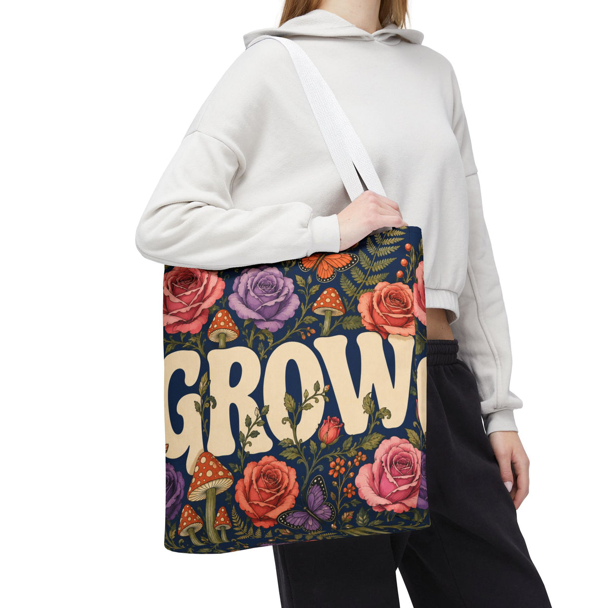 GROW Book Club Floral Books Tote Bag — Vintage Garden Print AOP