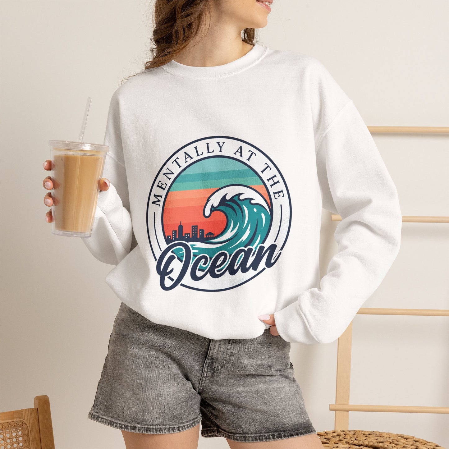 Mentally at the Ocean Crewneck Sweatshirt | coastal aesthetic, sea breeze
