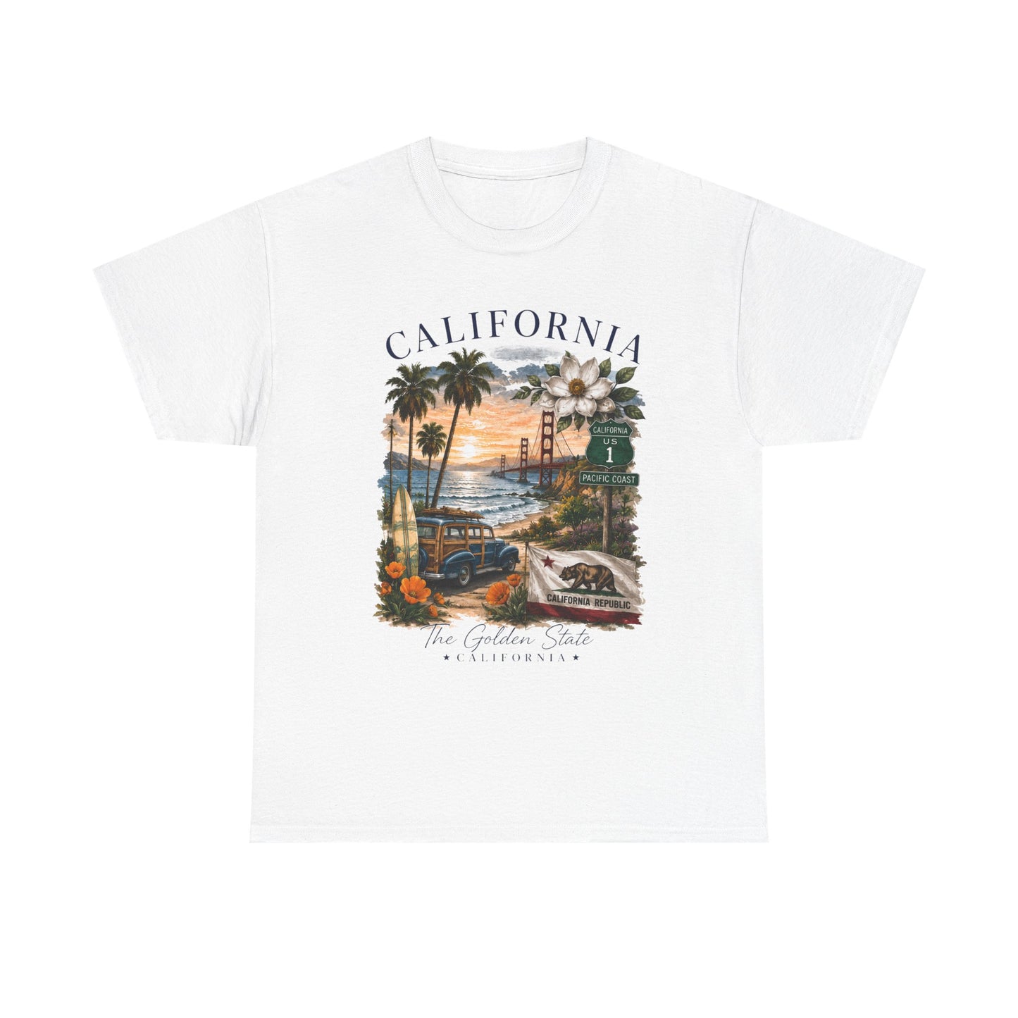 California Vintage Surf T-Shirt — Coastal Sunset Beach Tee