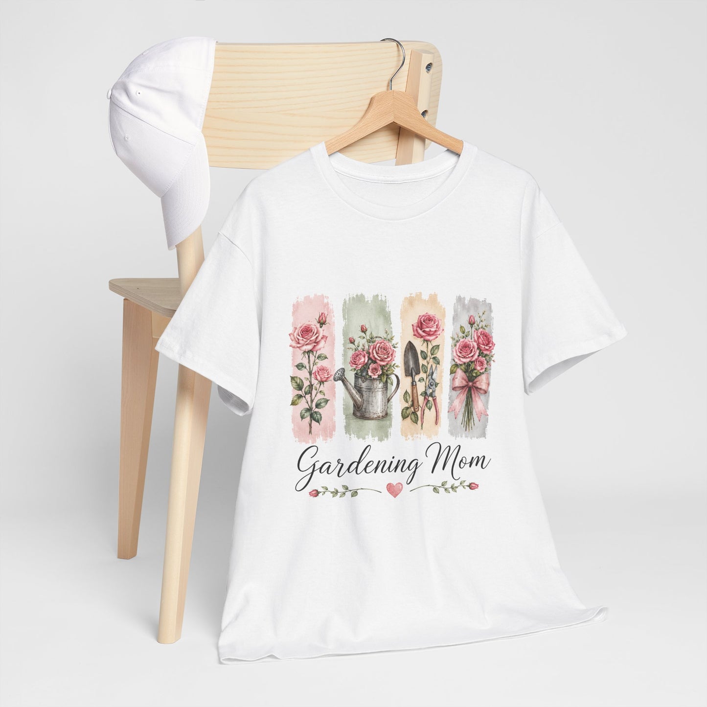 Gardening Mom T-Shirt – Floral Watercolor Garden Tools Tee