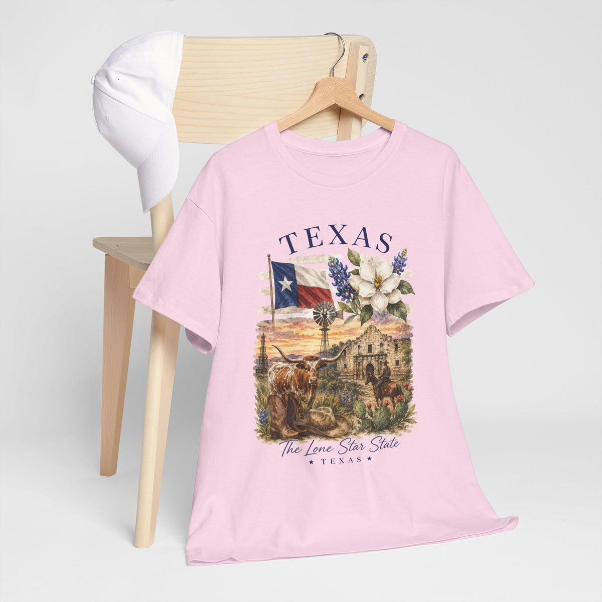 Texas Vintage Scenic T-Shirt — Lone Star Flag & Wildflower Graphic