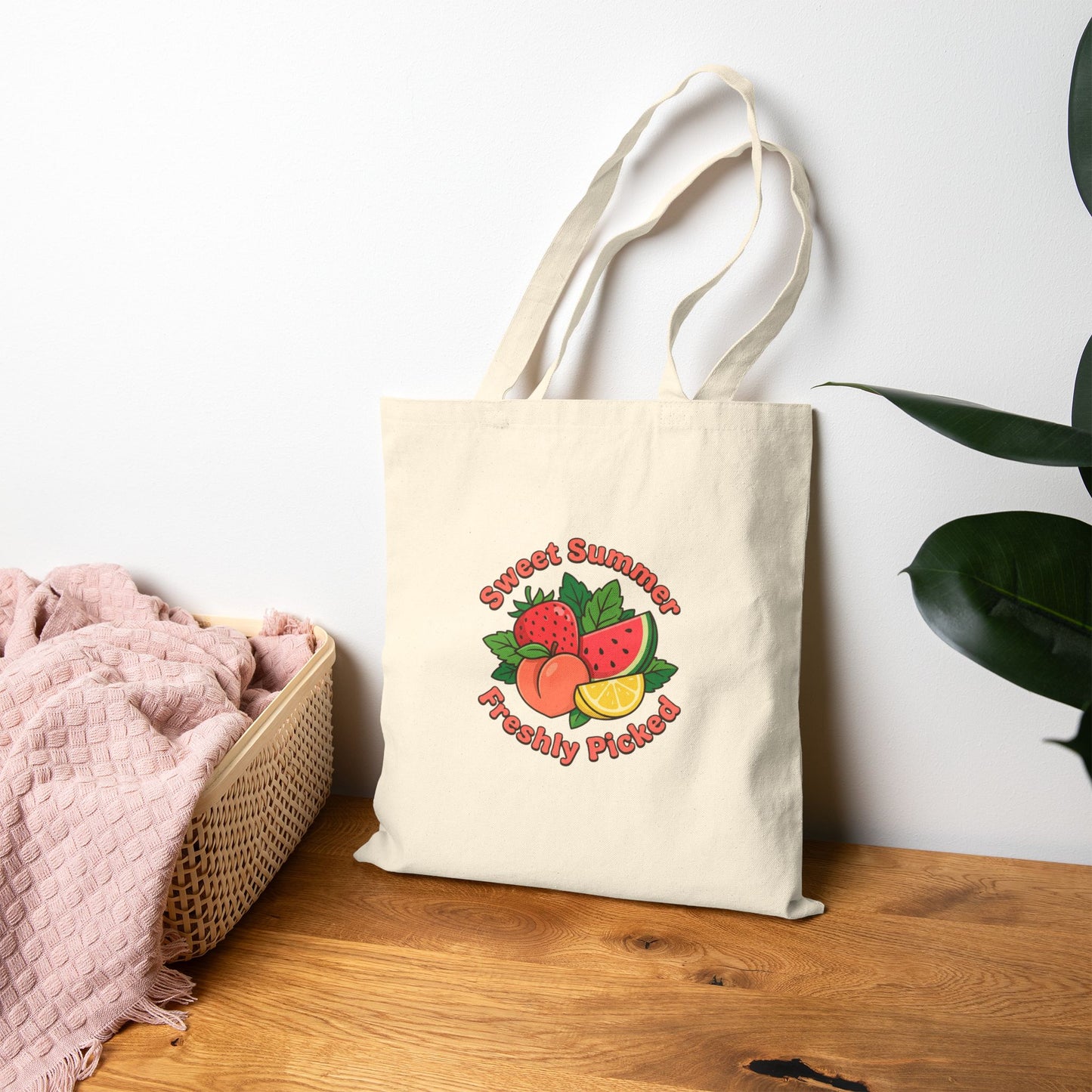 Sweet Summer Freshly Picked Cotton Canvas Tote Bag