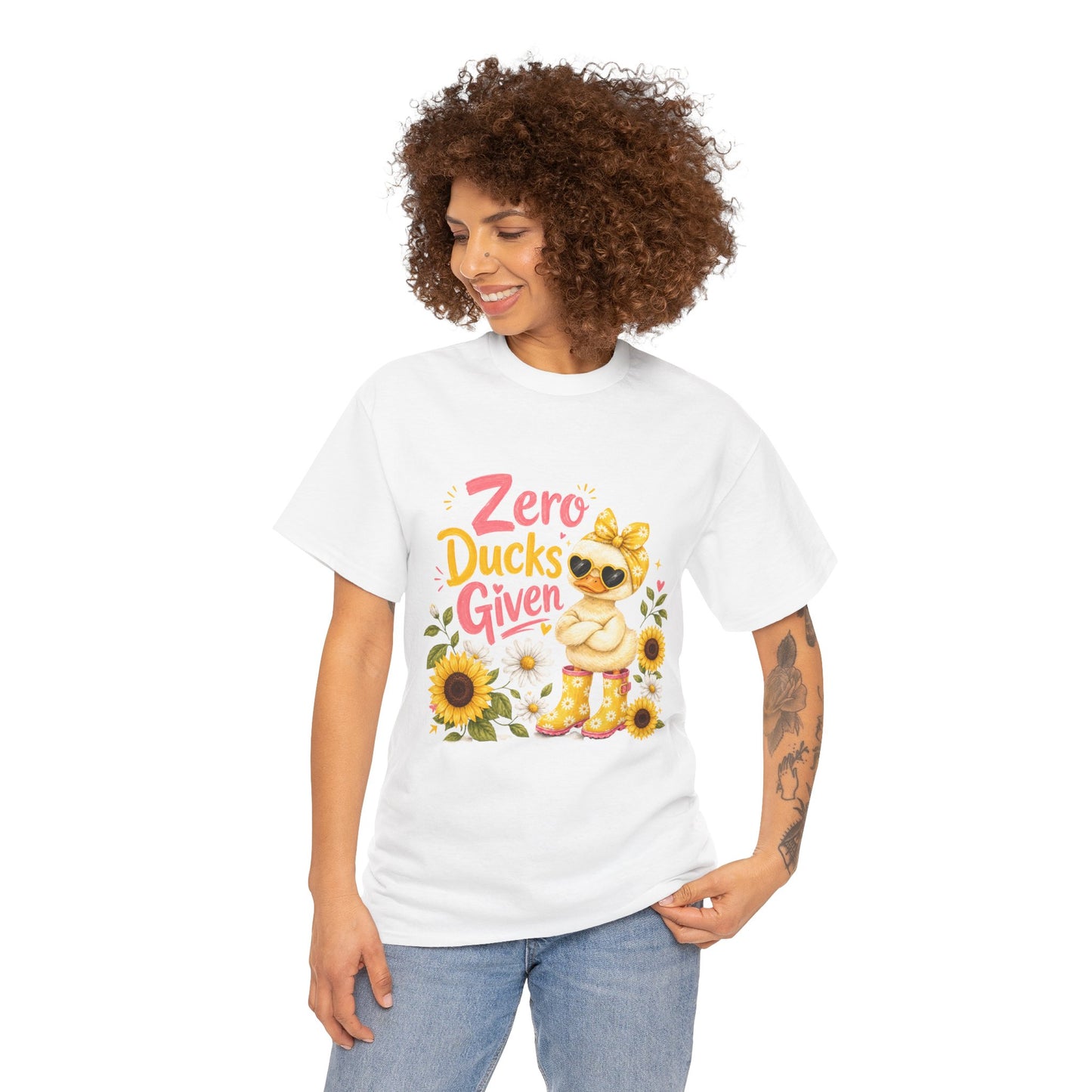 Zero Ducks Given T-Shirt | Cute Duck, Sunflowers, Funny Phrase