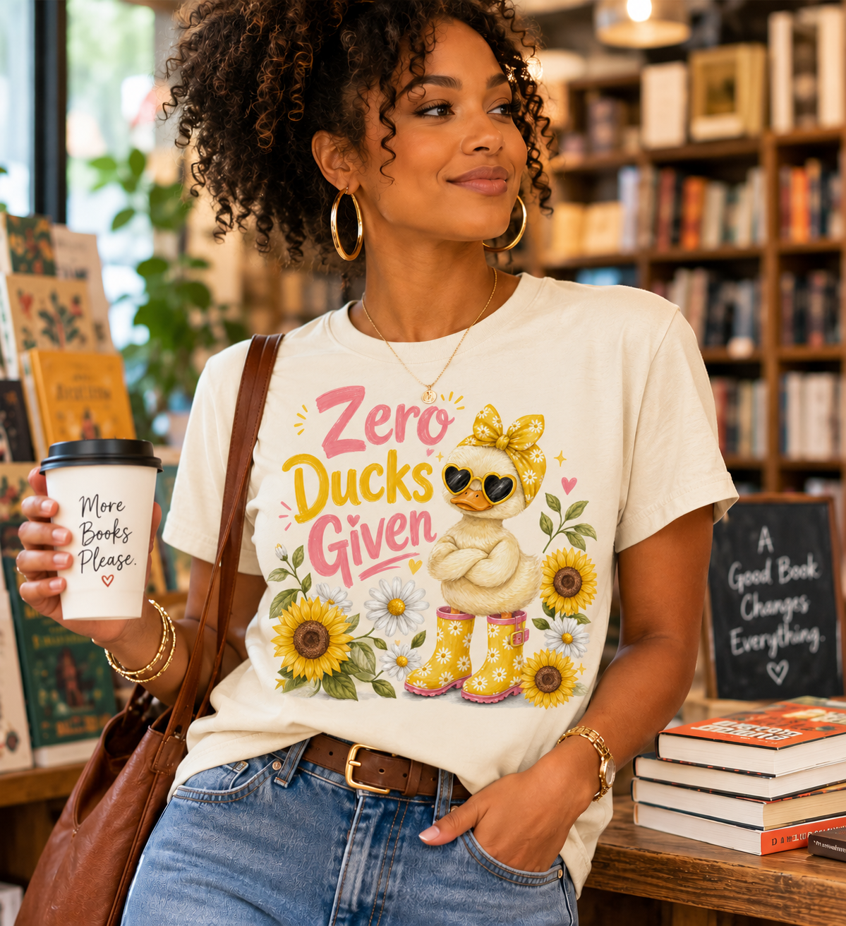 Zero Ducks Given T-Shirt | Cute Duck, Sunflowers, Funny Phrase