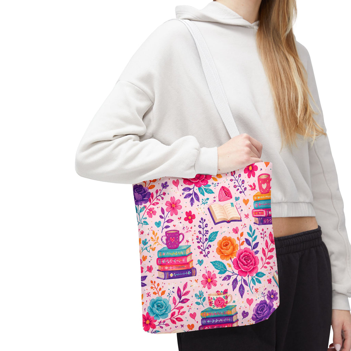 Enchanted Book Floral Books Tote Bag — Vintage Garden Print AOP