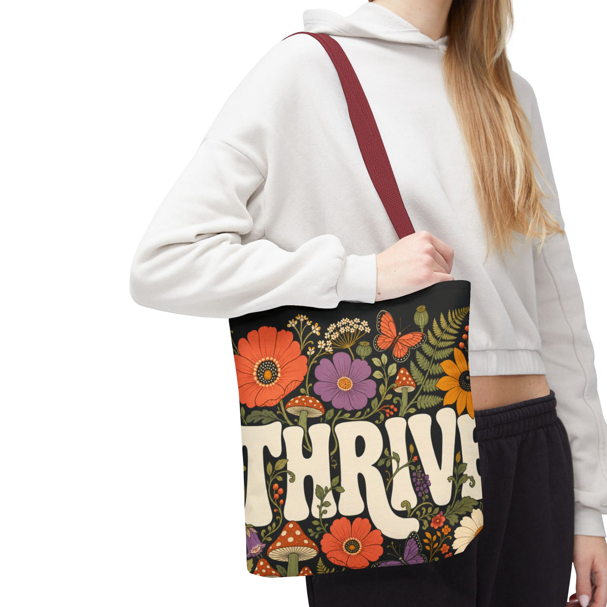 THRIVE Book Club Floral Books Tote Bag — Vintage Garden Print AOP