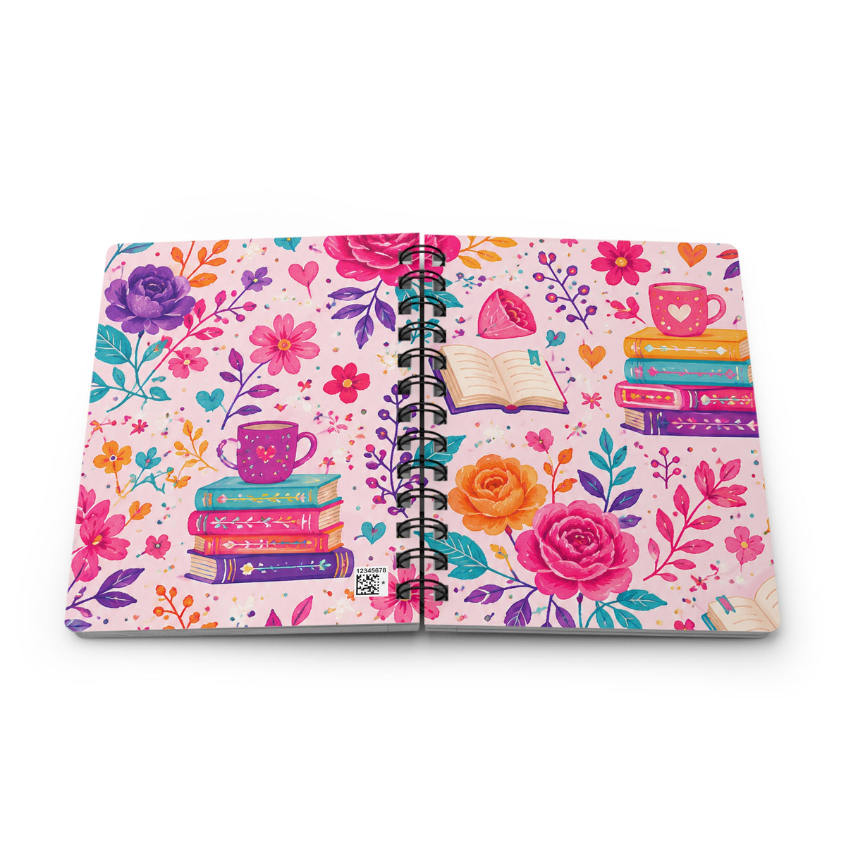 Enchanted Book Floral Tea & Books Spiral Journal — Vintage Botanical Notebook for Writing, Notes & Gifts