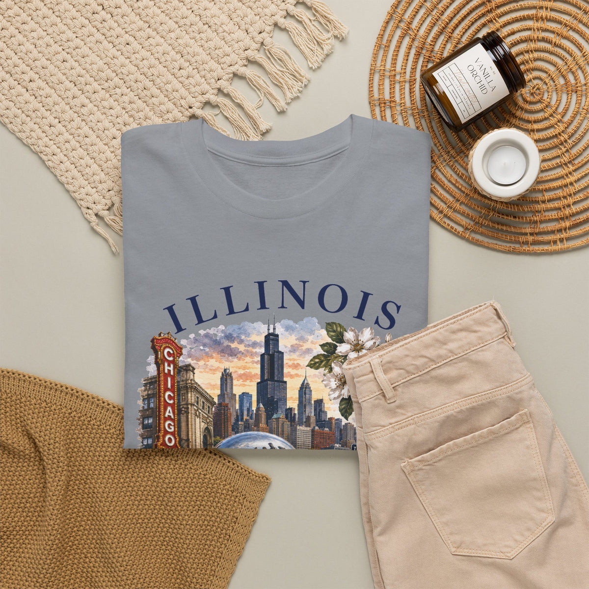 Illinois Vintage Travel T-Shirt — Chicago Route 66 Souvenir Tee