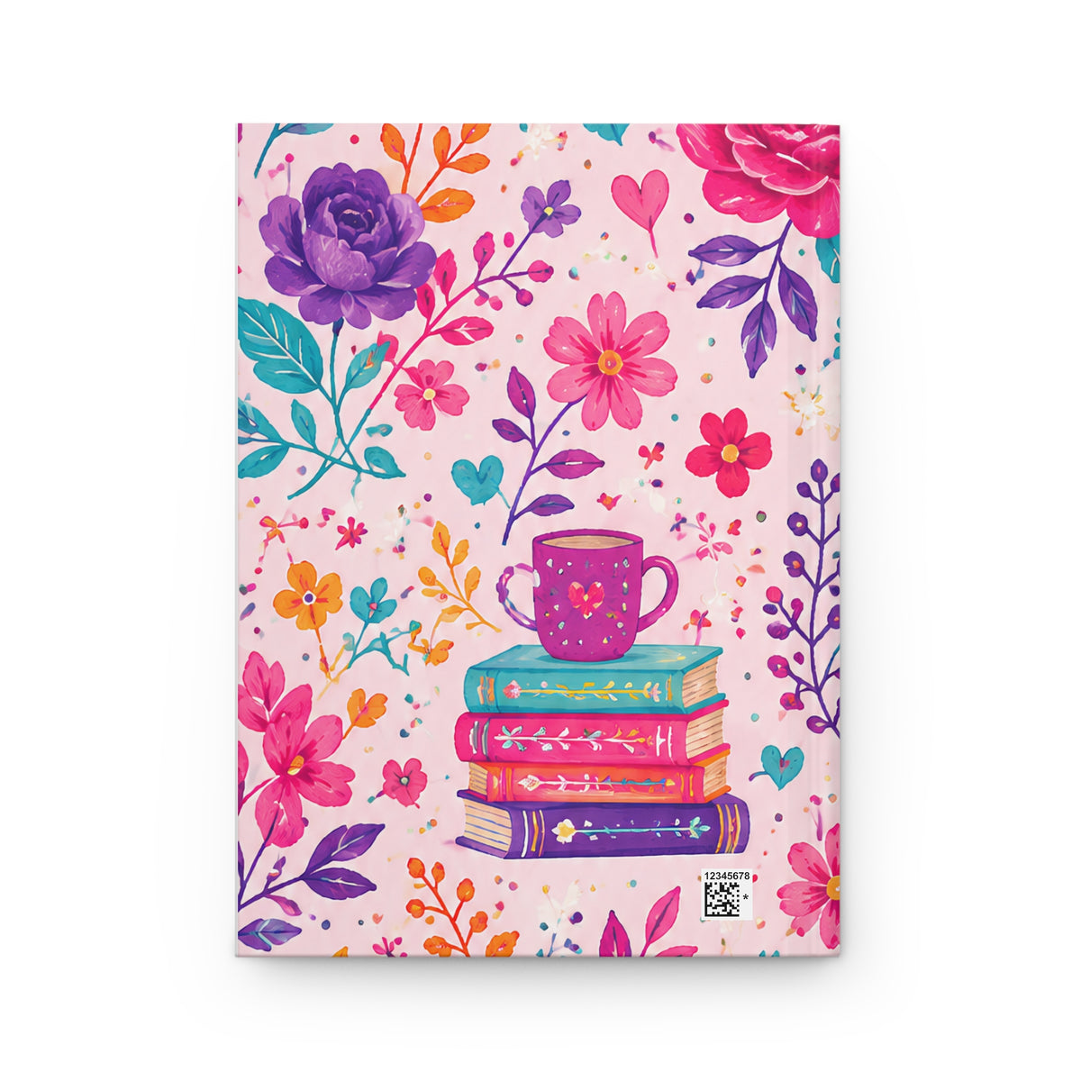 Enchanted Book Floral Tea & Books Hardcover Journal — Vintage Botanical Notebook