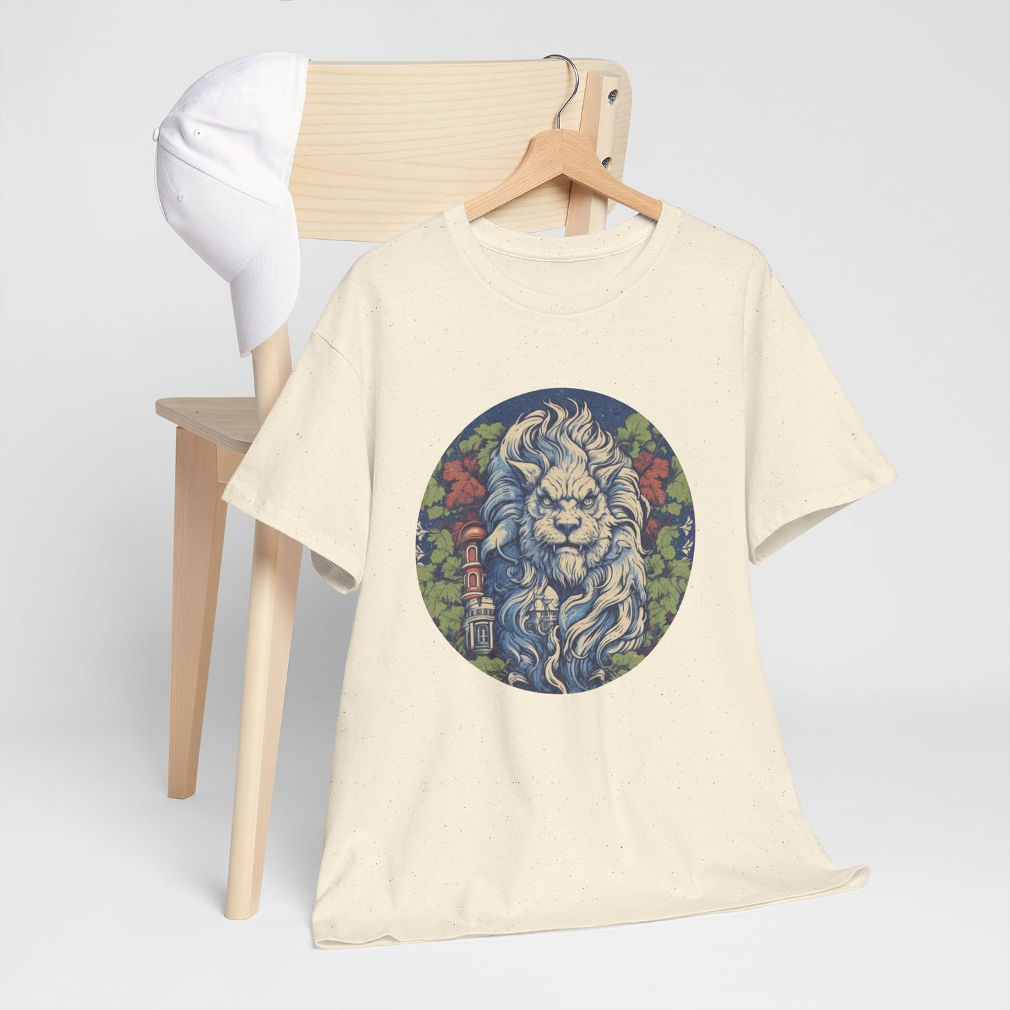 Lion Illustration T‑Shirt — Vintage Floral Lion Graphic Tee