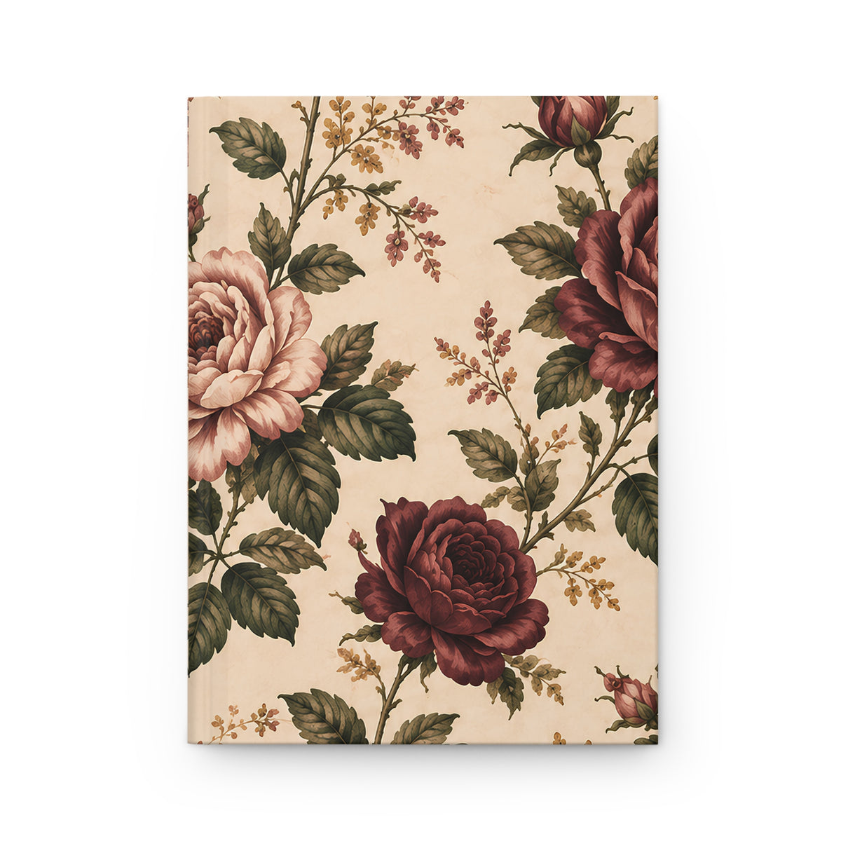 Southern Rose Floral Tea & Books Hardcover Journal — Vintage Botanical Notebook