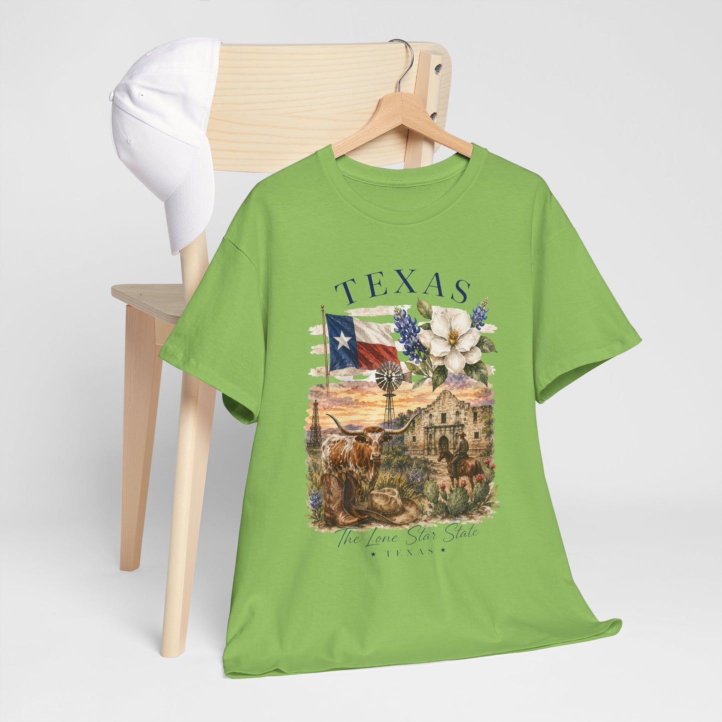 Texas Vintage Scenic T-Shirt — Lone Star & Wildflower Graphic