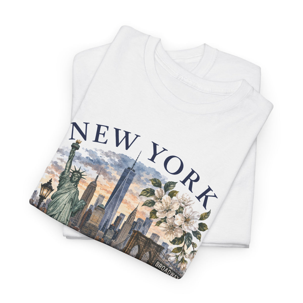 New York City Vintage Travel Tee — NYC Skyline, Yellow Cab & Landmark Collage