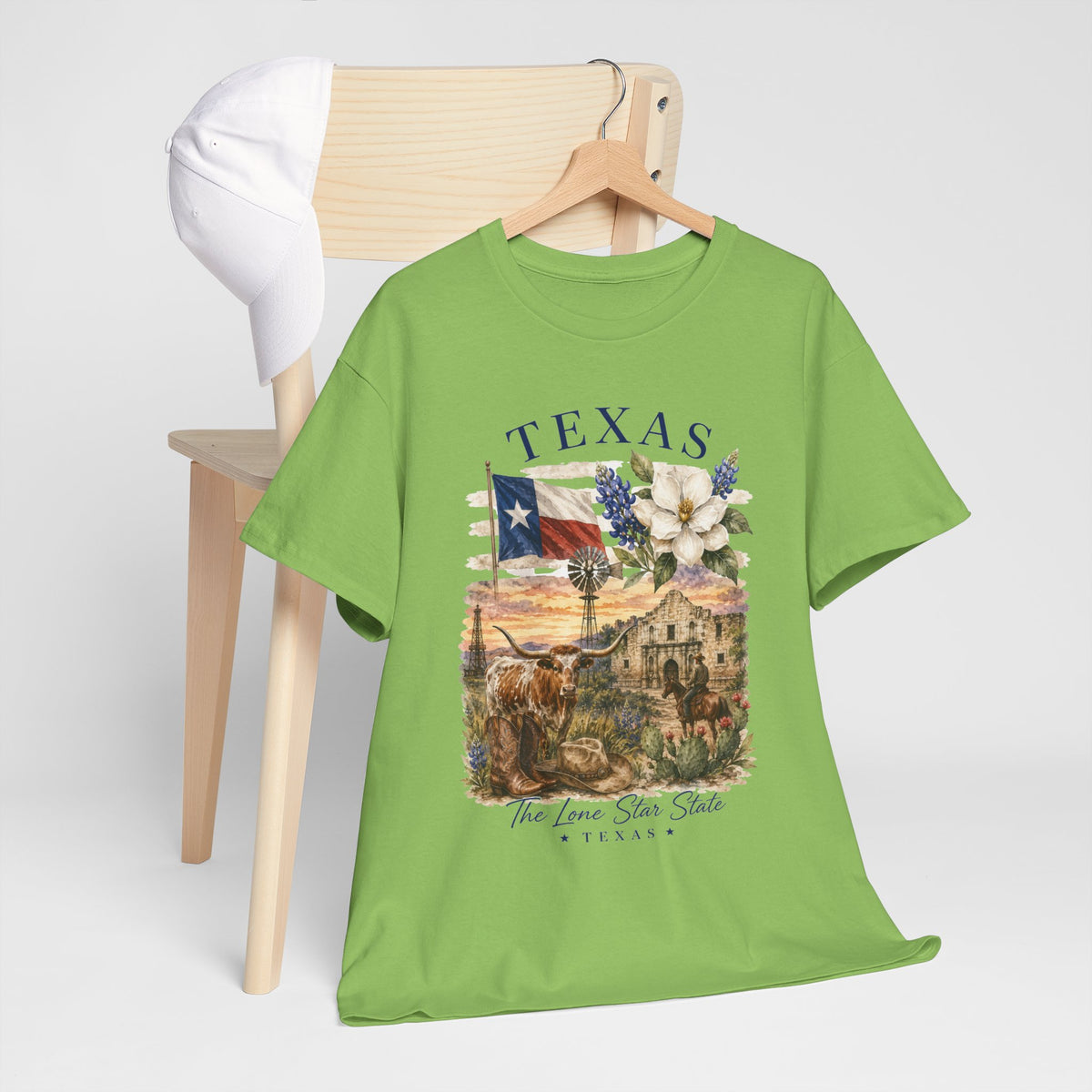 Texas Vintage Scenic T-Shirt — Lone Star Flag & Wildflower Graphic