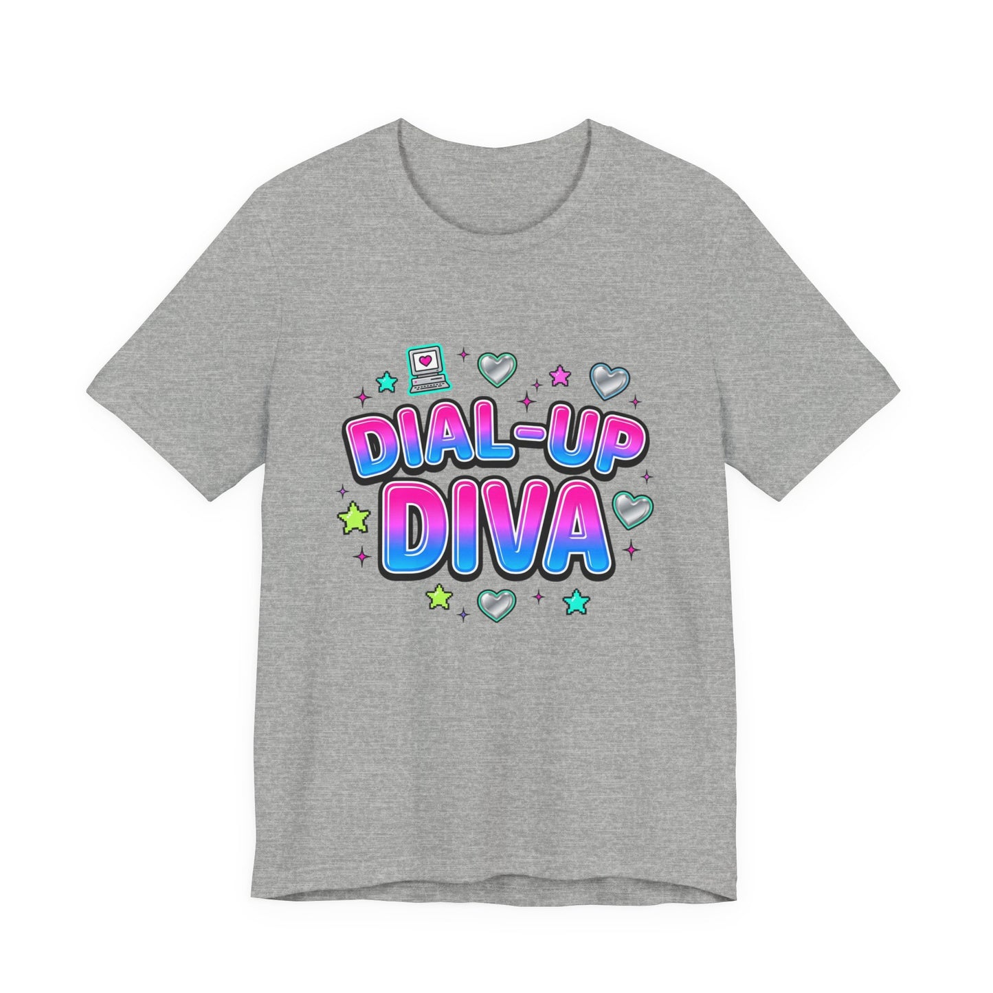Dial-Up Diva Tee Y2K slogan, bubblegum pink cyber nostalgia