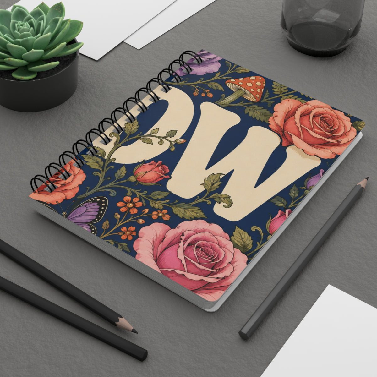 GROW Book Club Floral Tea & Books Spiral Journal — Vintage Botanical Notebook for Writing, Notes & Gifts