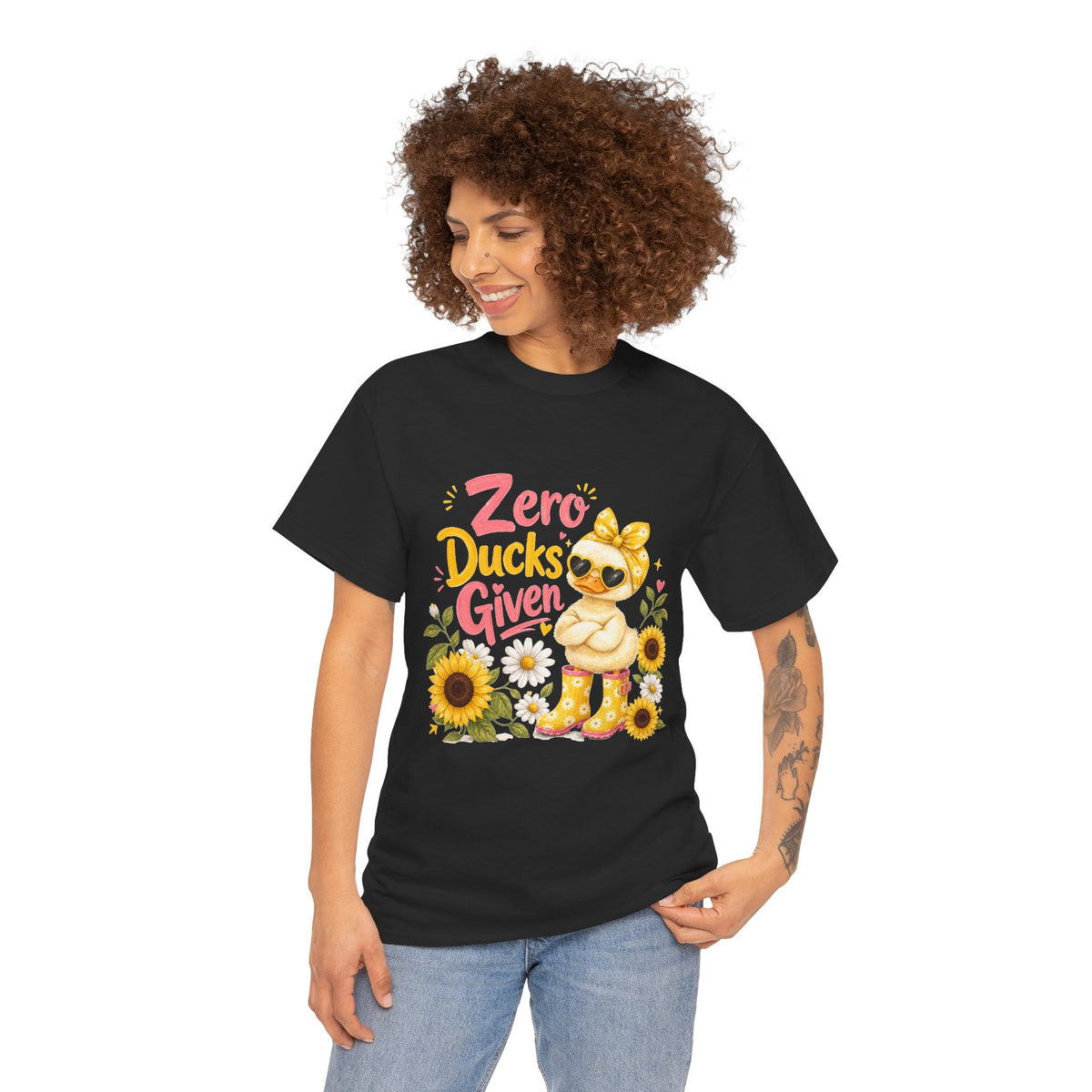 Zero Ducks Given T-Shirt | Cute Duck, Sunflowers, Funny Phrase
