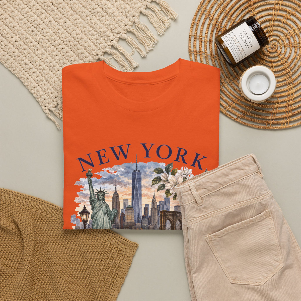 New York City Vintage Travel Tee — NYC Skyline, Yellow Cab & Landmark Collage