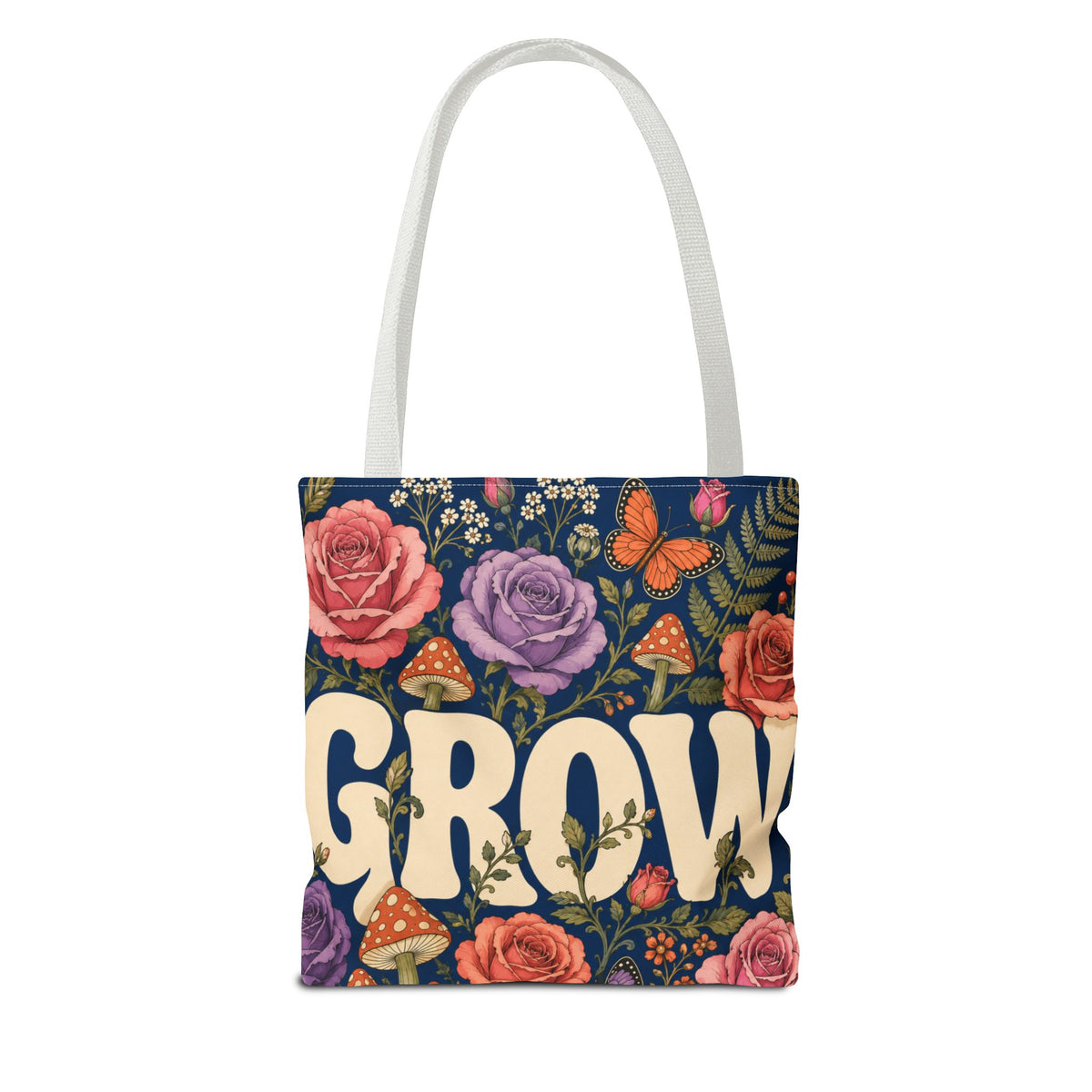 GROW Book Club Floral Books Tote Bag — Vintage Garden Print AOP