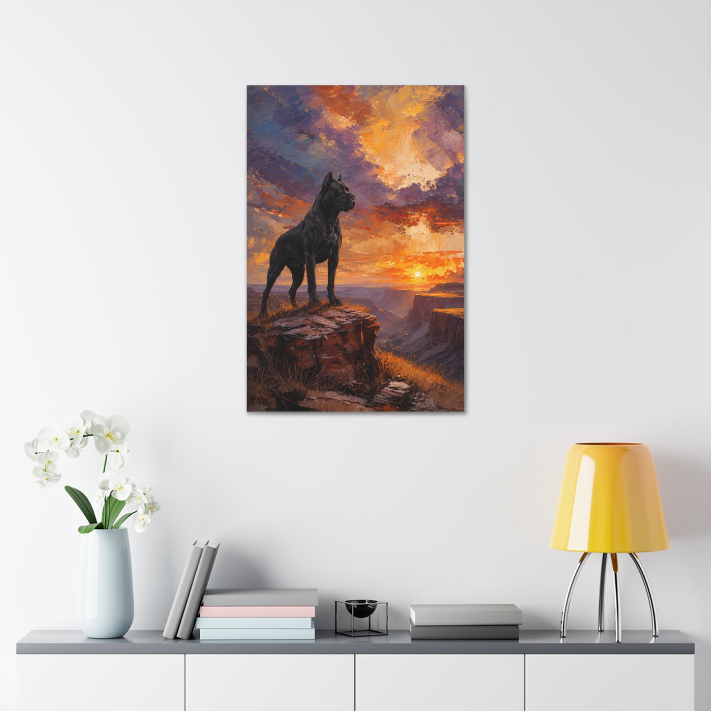 Black Cane Corso Sunset Canyon Wall Art