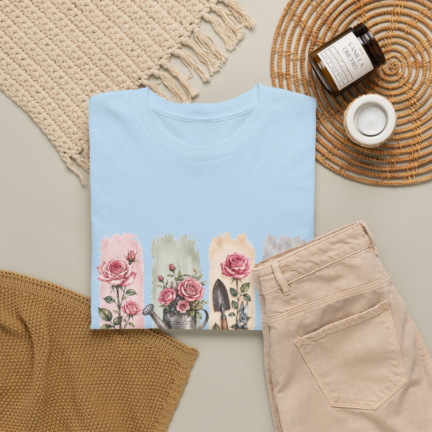 Gardening Mom T-Shirt – Floral Watercolor Garden Tools Tee