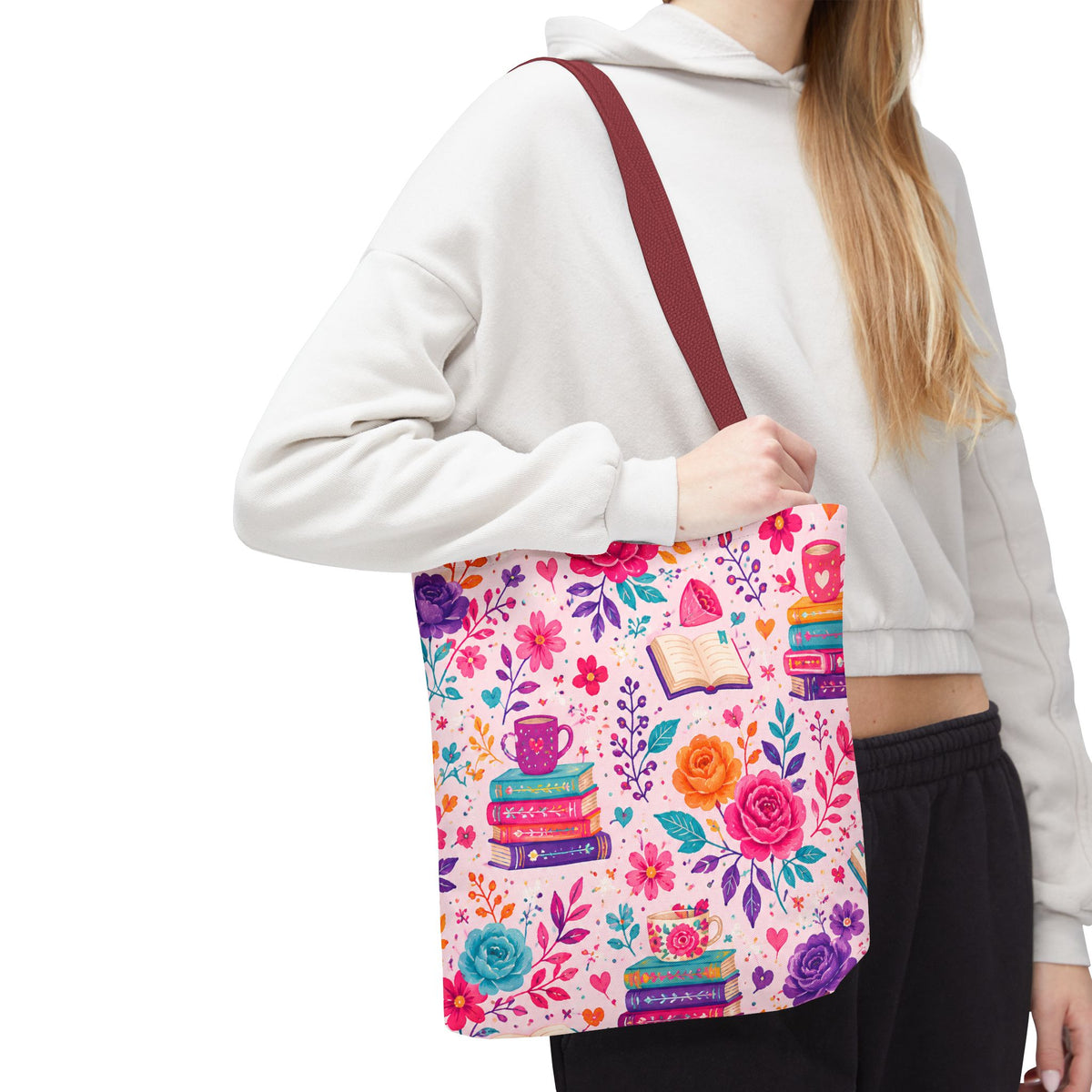 Enchanted Book Floral Books Tote Bag — Vintage Garden Print AOP