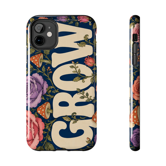 GROW Book Club Floral Tea & Books Tough Phone Case — Vintage Cottagecore Floral Pattern