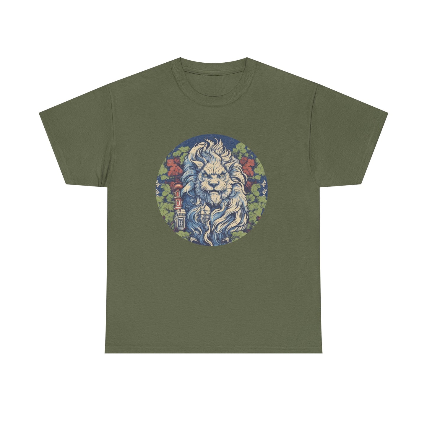 Lion Illustration T‑Shirt — Vintage Floral Lion Graphic Tee