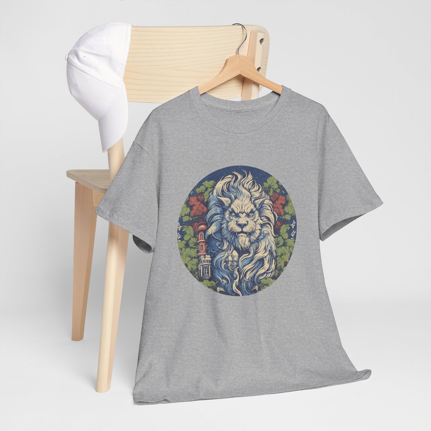 Lion Illustration T‑Shirt — Vintage Floral Lion Graphic Tee