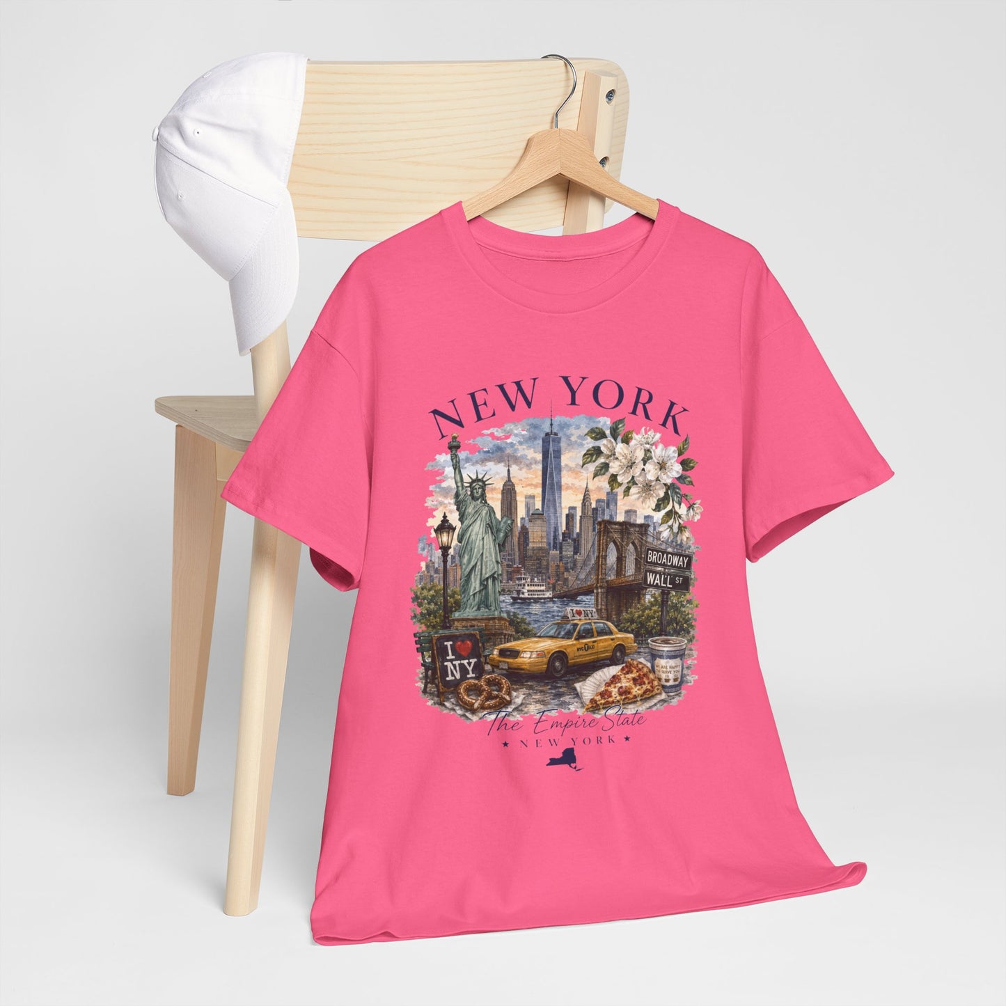 New York City Vintage Travel Tee — NYC Skyline, Yellow Cab & Landmark Collage