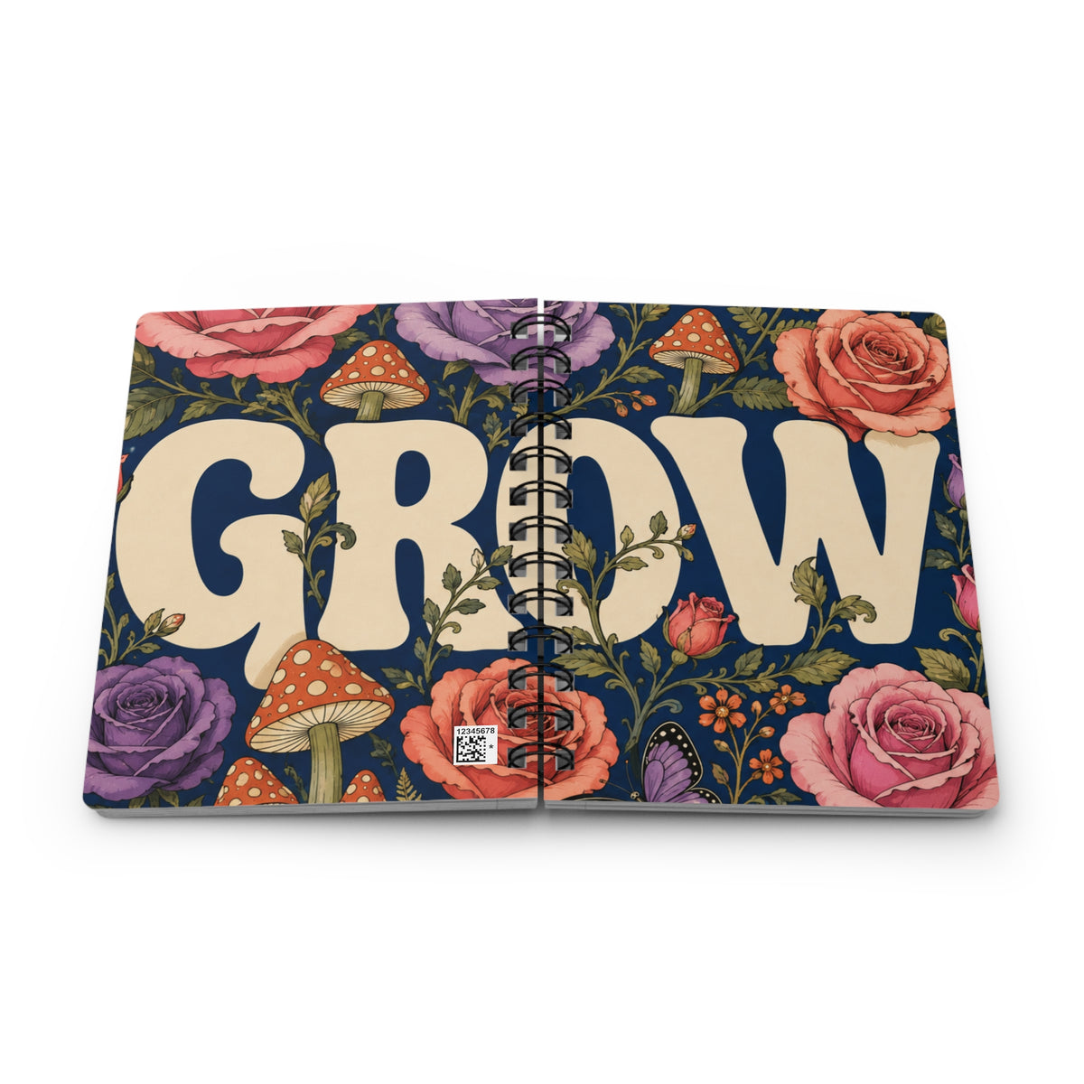 GROW Book Club Floral Tea & Books Spiral Journal — Vintage Botanical Notebook for Writing, Notes & Gifts