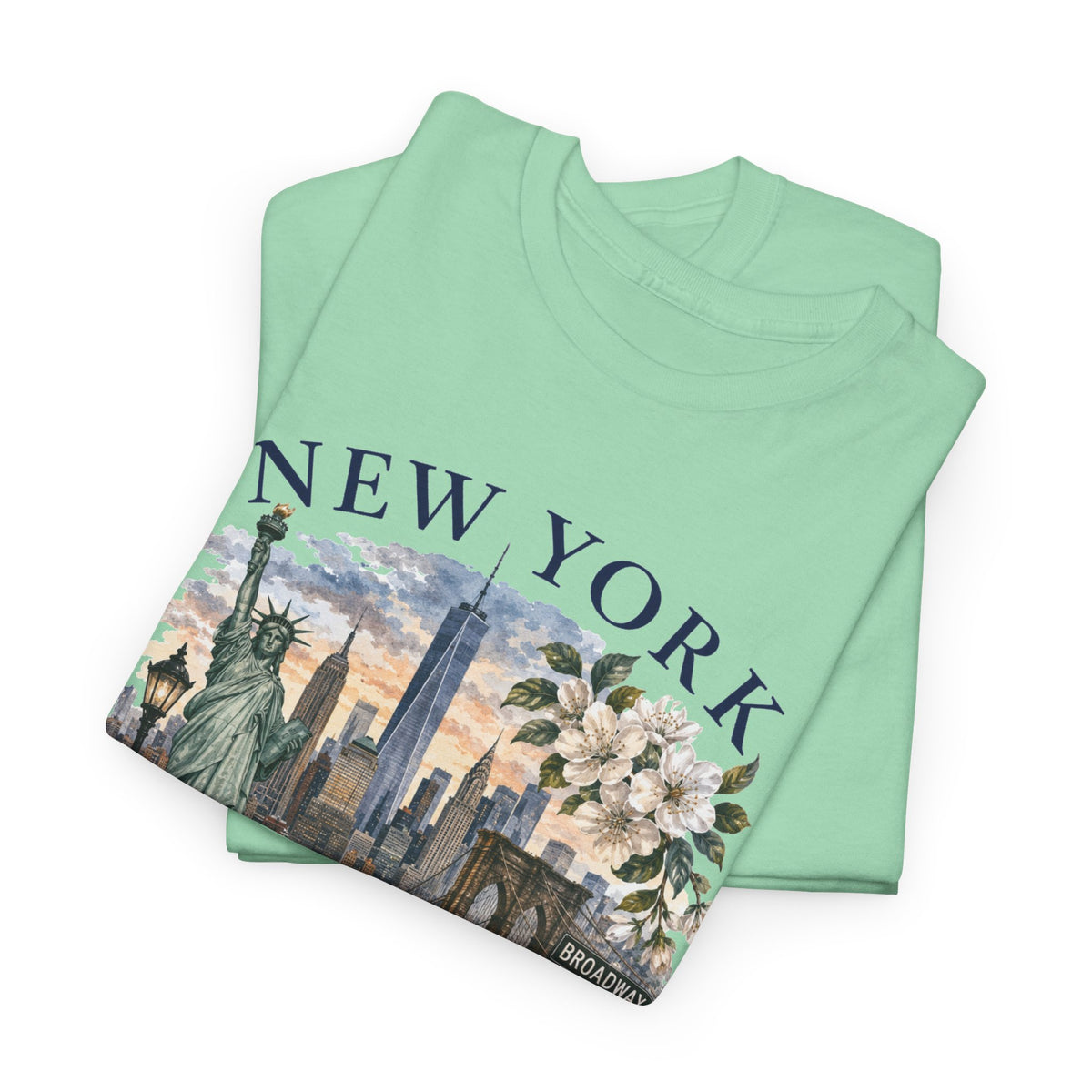 New York City Vintage Travel Tee — NYC Skyline, Yellow Cab & Landmark Collage