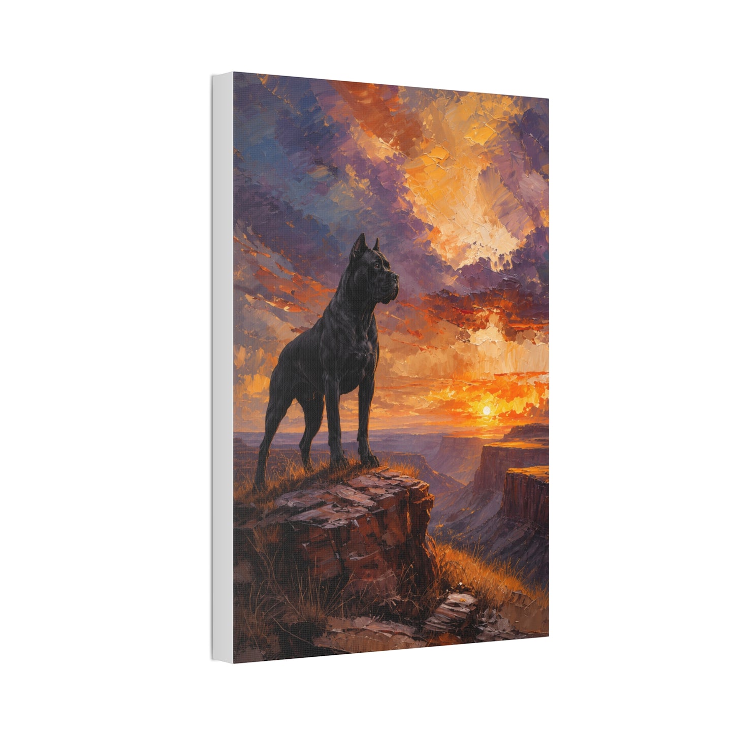 Black Cane Corso Sunset Canyon Wall Art