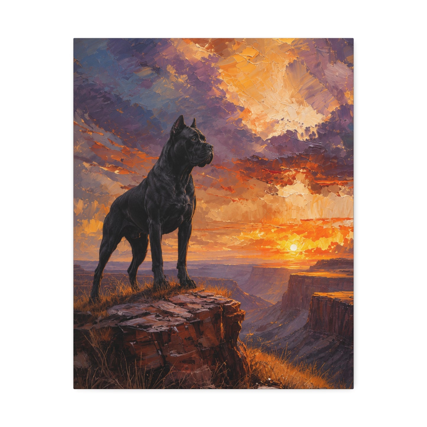 Black Cane Corso Sunset Canyon Wall Art