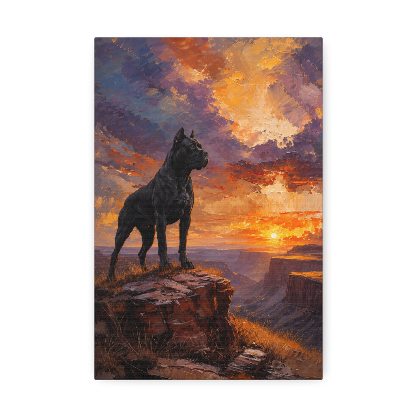 Black Cane Corso Sunset Canyon Wall Art