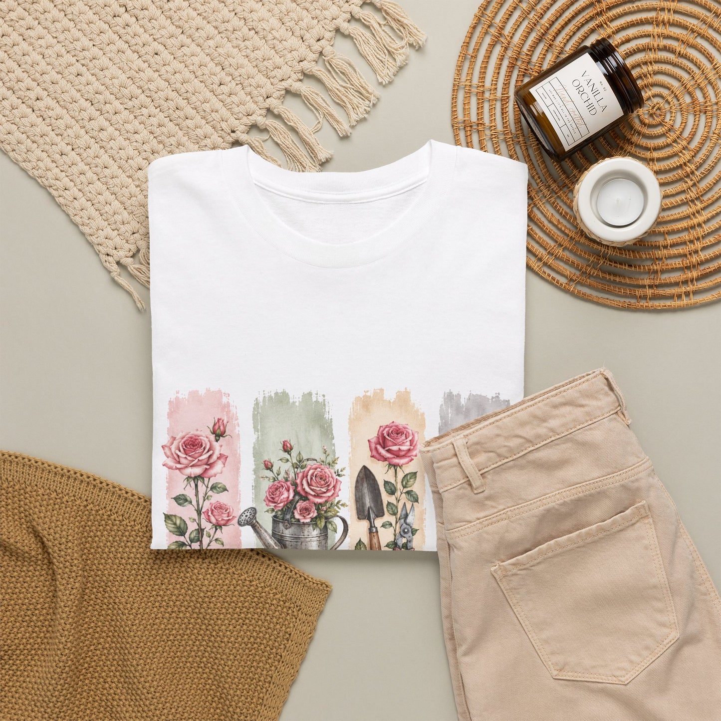 Gardening Mom T-Shirt – Floral Watercolor Garden Tools Tee