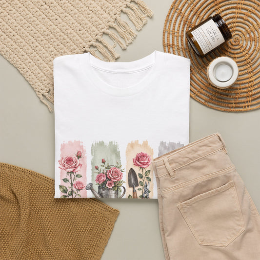 Gardening Mom T-Shirt – Floral Watercolor Garden Tools Tee