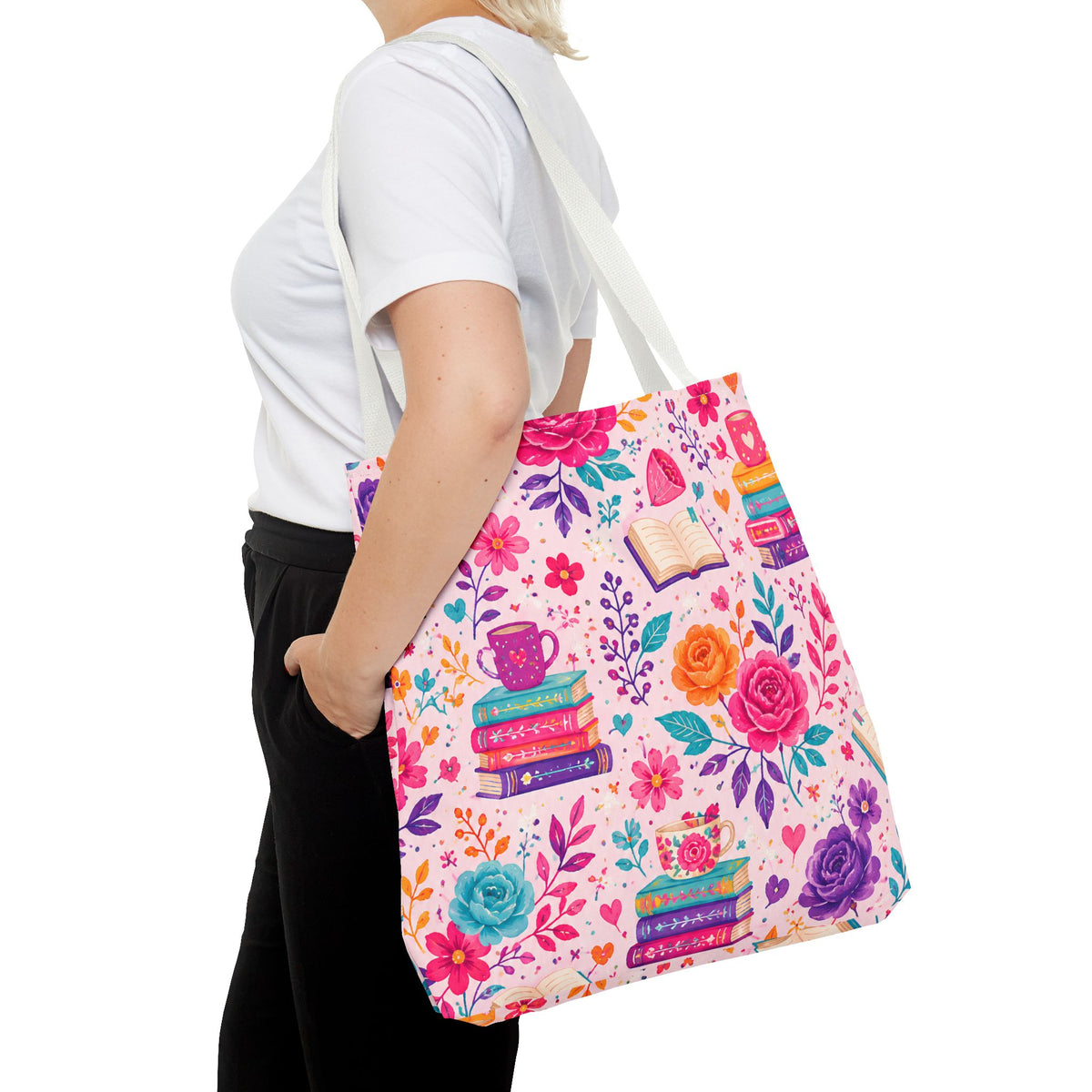 Enchanted Book Floral Books Tote Bag — Vintage Garden Print AOP